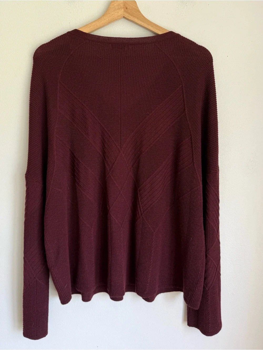 Smartwool Shadow Pine Cable V Neck Sweater in Black Cherry